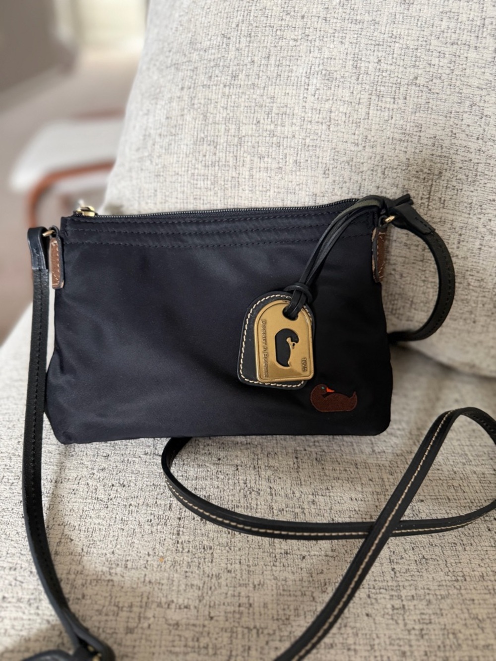 Dooney & Bourke Vintage Black All Weather 2 Duck Nylon Crossbody